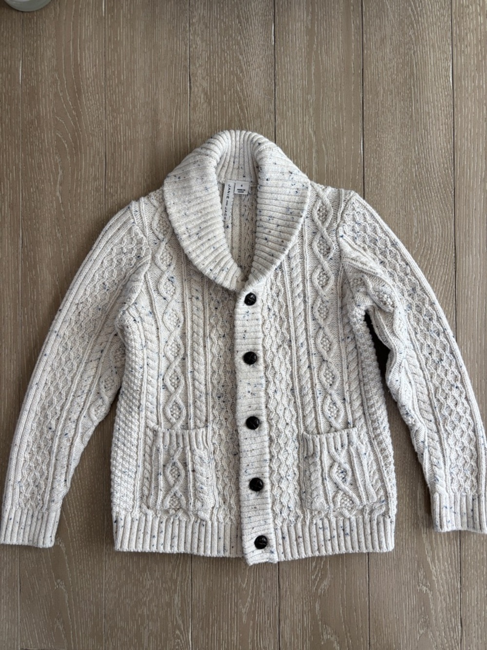Janie and Jack Cream Cable-Knit Shawl Collar Sweater Cardigan
